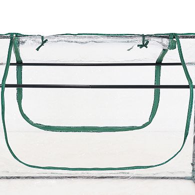 Sunnydaze 4 x 3 ft Steel PVC Panel Mini Greenhouse with 2 Doors - Clear