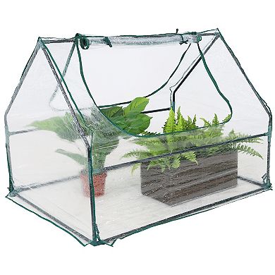 Sunnydaze 4 x 3 ft Steel PVC Panel Mini Greenhouse with 2 Doors - Clear