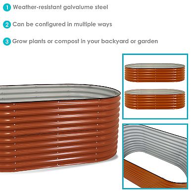 Sunnydaze Oval Stand-Up Steel Raised Garden Bed - 79" W x 32" H - Silver