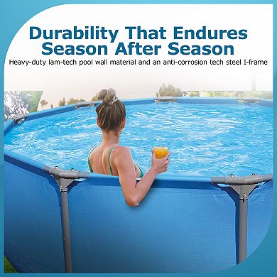 JLeisure Avenli Frame Round 12' 30" Tall 1,617 Gal Easy Assembly Swimming Pool