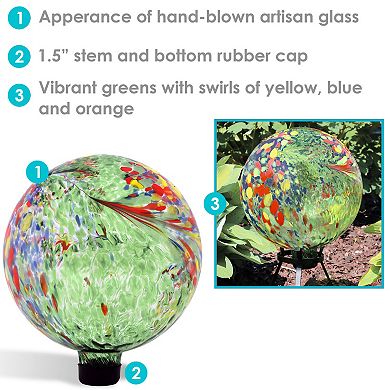 Sunnydaze Green Artistic Glass Gazing Globe - 10 in