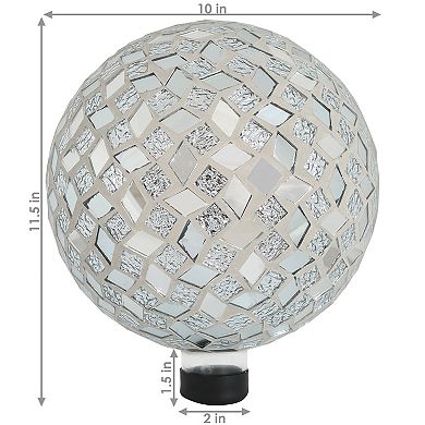 Sunnydaze Mirrored Diamond Mosaic Gazing Globe - 10 in - Gray