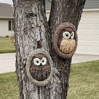Sunnydaze Winifred And Wesley The Owls Resin Tree Hugger Decorations - 9 In