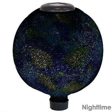 Sunnydaze Azul Terra Glass Gazing Globe - LED Solar Light- Set of 2 - 10-Inch