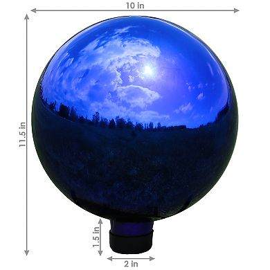 Sunnydaze Blue Mirrored Surface Gazing Globe - 10 in - Set of 2