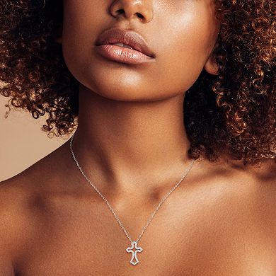 Sunkissed Sterling Cubic Zirconia Open Cross Pendant Necklace