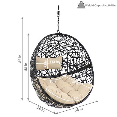 Sunnydaze Resin Wicker Jackson Basket Egg Chair With Cushion