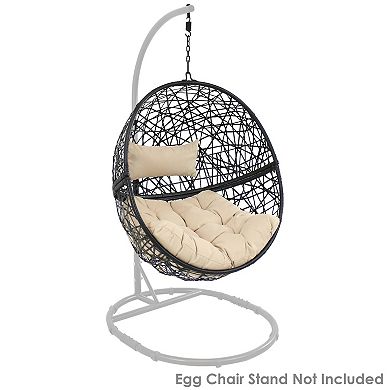 Sunnydaze Resin Wicker Jackson Basket Egg Chair With Cushion