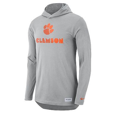 Men's Nike Gray Clemson Tigers Campus Performance Hoodie Long Sleeve T-Shirt