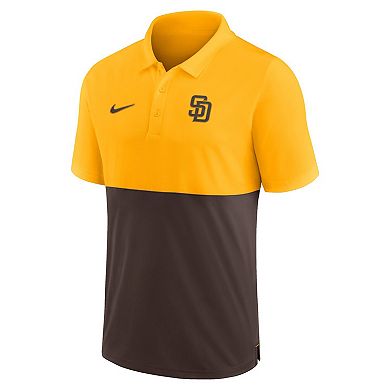 Men's Nike Gold/Brown San Diego Padres Team Baseline Striped Performance Polo