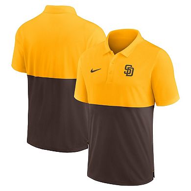 Men's Nike Gold/Brown San Diego Padres Team Baseline Striped Performance Polo