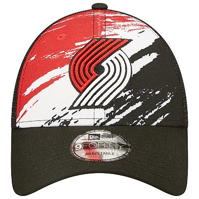 Men's New Era Black Portland Trail Blazers Marble 9FORTY Trucker Snapback Hat