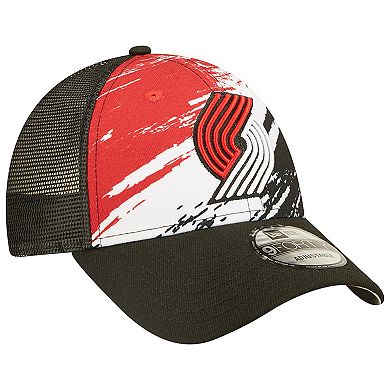 Men's New Era Black Portland Trail Blazers Marble 9FORTY Trucker Snapback Hat