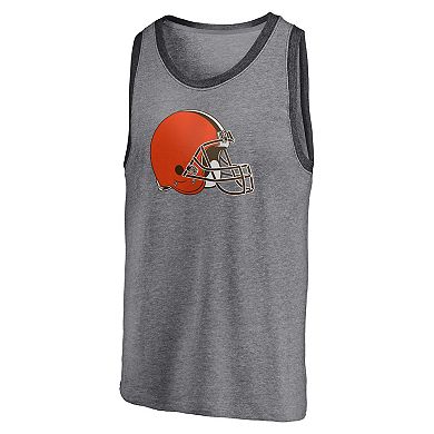 Men's Fanatics Branded Heathered Gray/Heathered Charcoal Cleveland Browns Famous Tri-Blend Tank Top