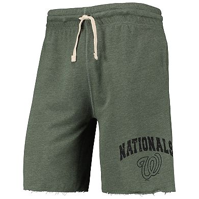 Men's Concepts Sport Heathered Green Washington Nationals Mainstream Logo Terry Tri-Blend Shorts