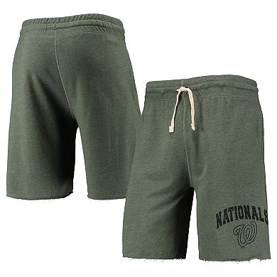 Men's Concepts Sport Heathered Green Washington Nationals Mainstream Logo Terry Tri-Blend Shorts