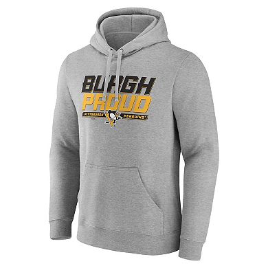 Men's Fanatics Branded Heathered Gray Pittsburgh Penguins Hometown Burgh Proud Pullover Hoodie