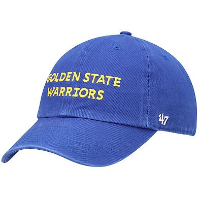 Men's '47 Royal Golden State Warriors Clean Up Wordmark Adjustable Hat