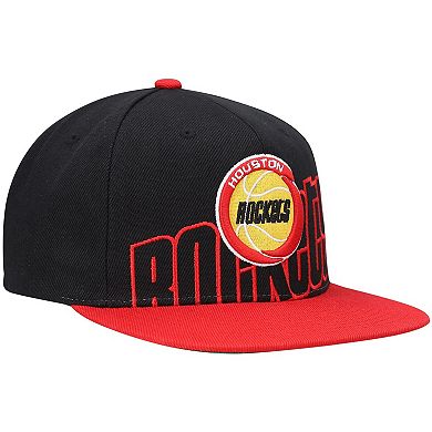 Men's Mitchell & Ness Black/Red Houston Rockets Hardwood Classics Low Big Face Snapback Hat