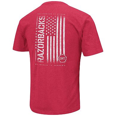 Men's Colosseum Cardinal Arkansas Razorbacks OHT Military Appreciation Flag 2.0 T-Shirt