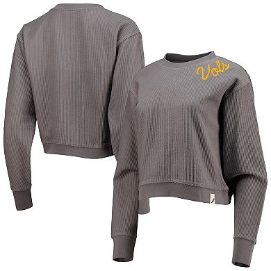 Women's League Collegiate Wear Charcoal Tennessee Volunteers Corded Timber Cropped Pullover Sweatshirt