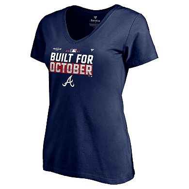 Women's Fanatics Branded Navy Atlanta Braves 2021 Postseason Locker Room Plus Size V-Neck T-Shirt