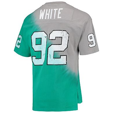 Men's Mitchell & Ness Reggie White Gray/Kelly Green Philadelphia Eagles Retired Player Name & Number Diagonal Tie-Dye V-Neck T-Shirt