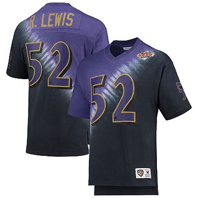 Men's Mitchell & Ness Ray Lewis Purple/Black Baltimore Ravens Retired Player Name & Number Diagonal Tie-Dye V-Neck T-Shirt