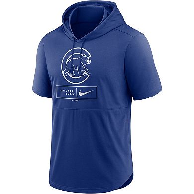 Men's Nike Royal Chicago Cubs Logo Lockup Performance Short-Sleeved Pullover Hoodie