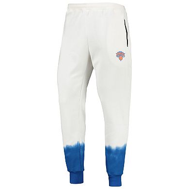 Men's Oatmeal New York Knicks Double Dribble Tie-Dye Fleece Jogger Pants