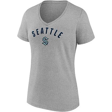 Women's Fanatics Branded Deep Sea Blue/Gray Seattle Kraken Parent 2-Pack V-Neck T-Shirt Set