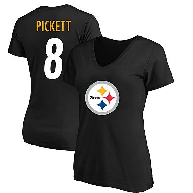 Women's Kenny Pickett Black Pittsburgh Steelers Plus Size Fair Catch Name & Number V-Neck T-Shirt