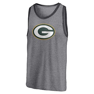 Men's Fanatics Branded Heathered Gray/Heathered Charcoal Green Bay Packers Famous Tri-Blend Tank Top