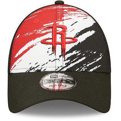 Men's New Era Black Houston Rockets Marble 9FORTY Trucker Snapback Hat