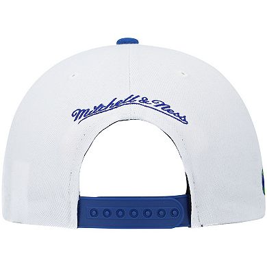 Men's Mitchell & Ness White/Royal Atlanta Hawks Hardwood Classics Snapback Hat