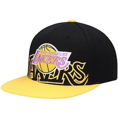 Men's Mitchell & Ness Black/Gold Los Angeles Lakers Hardwood Classics Low Big Face Snapback Hat