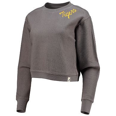 Women's League Collegiate Wear Charcoal LSU Tigers Corded Timber Cropped Pullover Sweatshirt