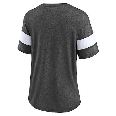 Women's Fanatics Branded Heathered Charcoal San Francisco Giants Wordmark V-Neck Tri-Blend T-Shirt