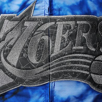 Women's Mitchell & Ness Royal Philadelphia 76ers Galaxy Sublimated Windbreaker Pullover Full-Zip Hoodie