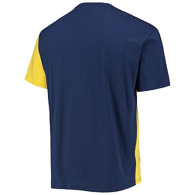 Men's Mitchell & Ness Navy/Maize Michigan Wolverines Play By Play 2.0 T-Shirt