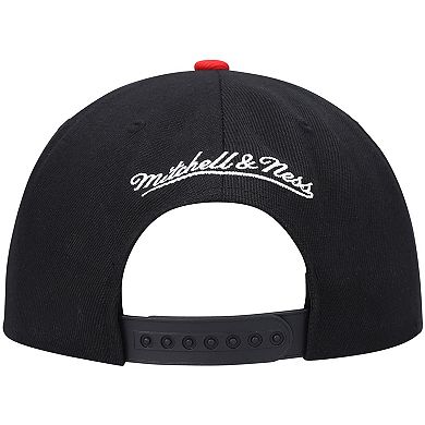 Men's Mitchell & Ness Black/Red Portland Trail Blazers Hardwood Classics Low Big Face Snapback Hat