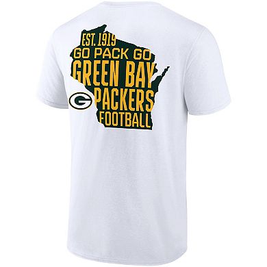 Men's Fanatics Branded White Green Bay Packers Hot Shot State T-Shirt