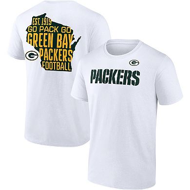 Men's Fanatics Branded White Green Bay Packers Hot Shot State T-Shirt
