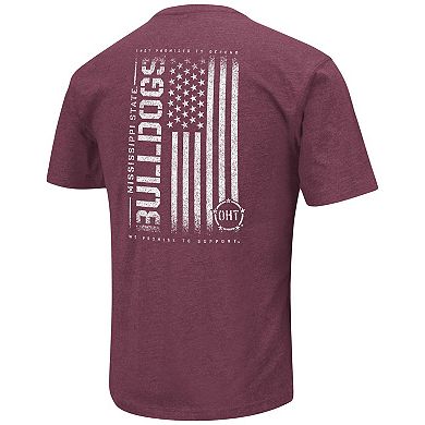 Men's Colosseum Heather Maroon Mississippi State Bulldogs OHT Military Appreciation Flag 2.0 T-Shirt