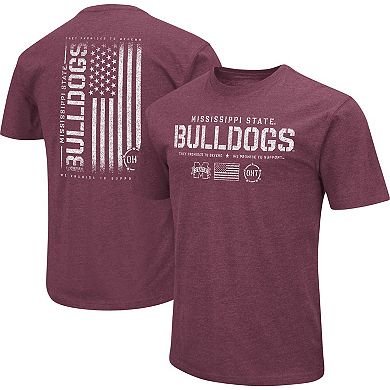 Men's Colosseum Heather Maroon Mississippi State Bulldogs OHT Military Appreciation Flag 2.0 T-Shirt