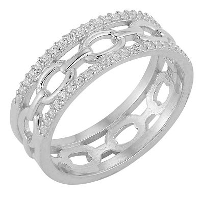 Sunkissed Sterling Cubic Zirconia Triple Stack Ring