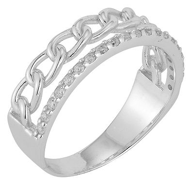 Sunkissed Sterling Cubic Zirconia Double Stack Ring