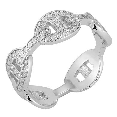 Sunkissed Sterling Cubic Zirconia Mariner Link Ring
