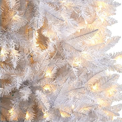 nearly natural 9-ft. Slim White Artificial Christmas Tree with 600 Bulbs: Warm White LED Lights & 1860 Bendable Branches