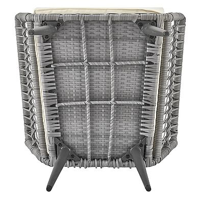 MANHATTAN COMFORT Cannes Rope Wicker Patio Chair & End Table 3-piece Set